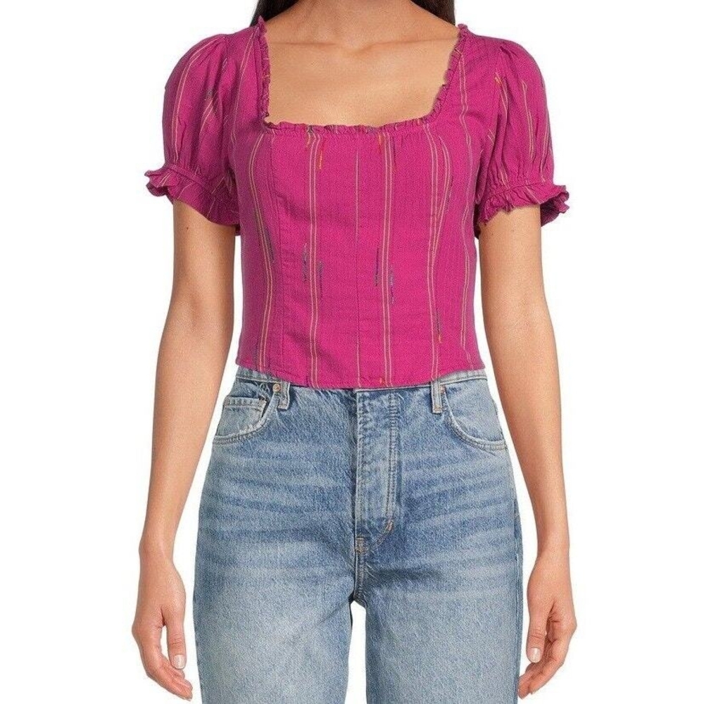 !!Like New!! Free People Seratonin Magenta Puff Sleeve Blouse Small